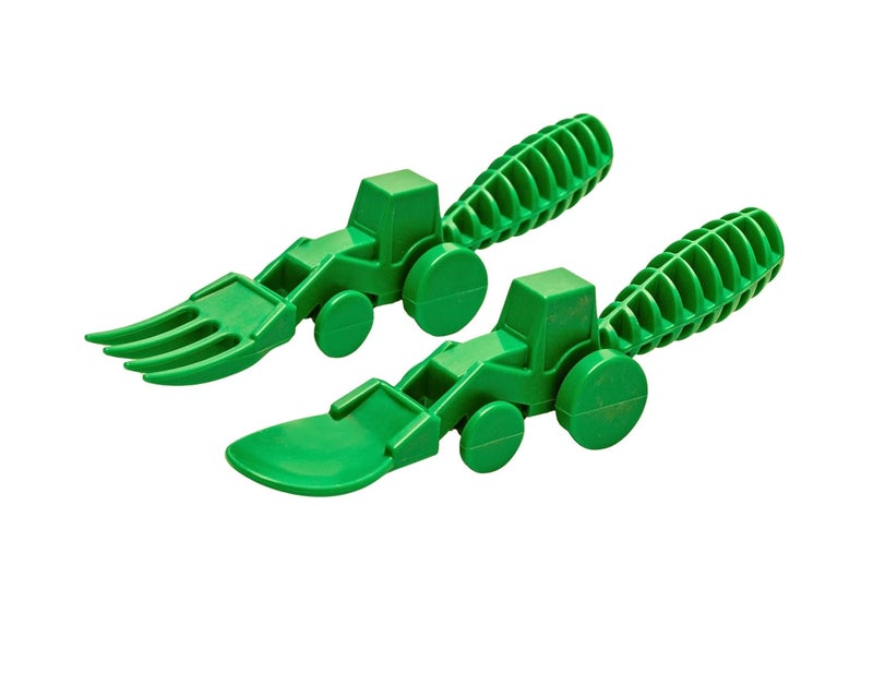Constructive Eating - Toddler Utensils Made in USA, Dishwasher Safe, BPA Free, Easy Grip Handle, Silverware for Toddlers, Utensils for Kids, Toddler Fork and Spoon - Image 1